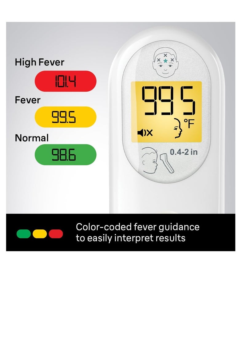 No Touch 3-in-1 Thermometer, Measures Forehead, Liquid and Food Temps, Professional Accuracy and Color Coded Fever Guidance for Babies, Kids, Toddlers and Adults, FSA and HSA Eligible