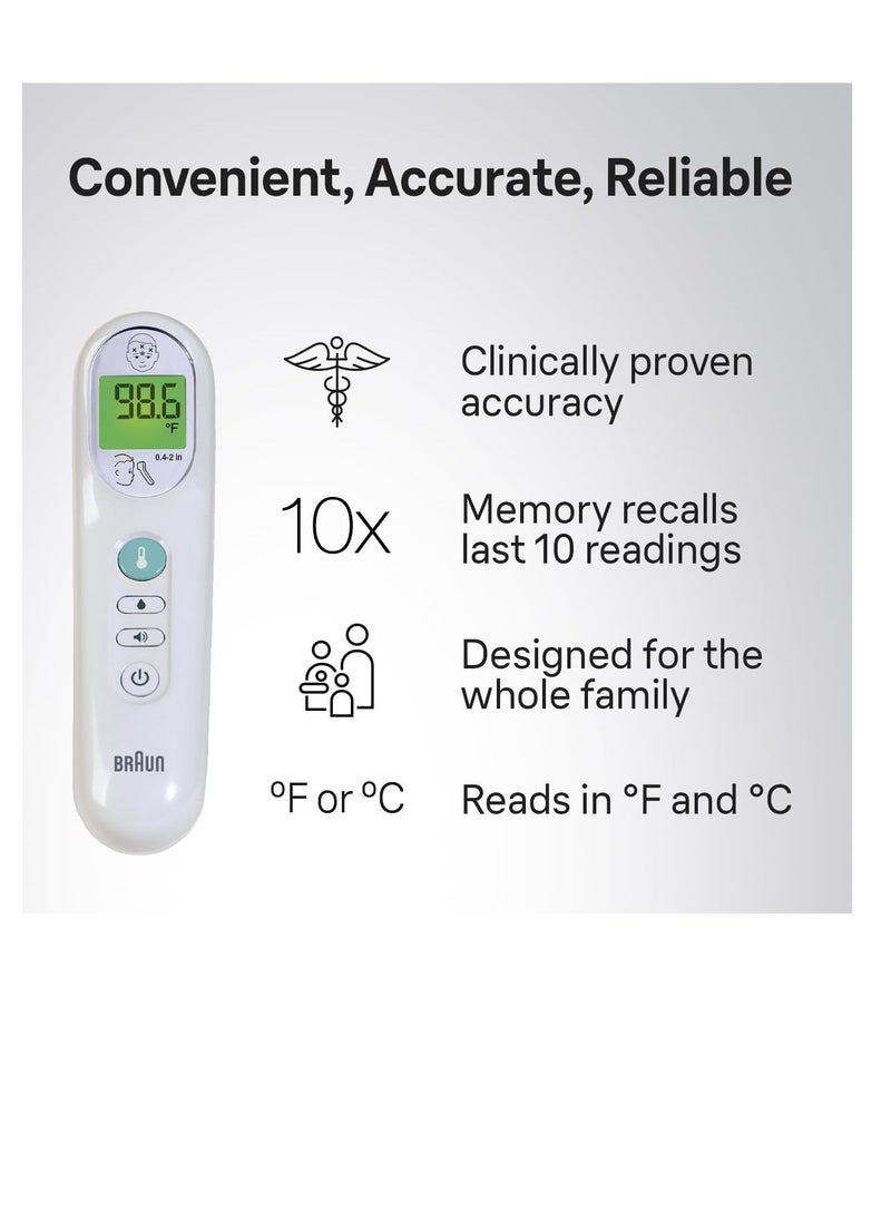 No Touch 3-in-1 Thermometer, Measures Forehead, Liquid and Food Temps, Professional Accuracy and Color Coded Fever Guidance for Babies, Kids, Toddlers and Adults, FSA and HSA Eligible