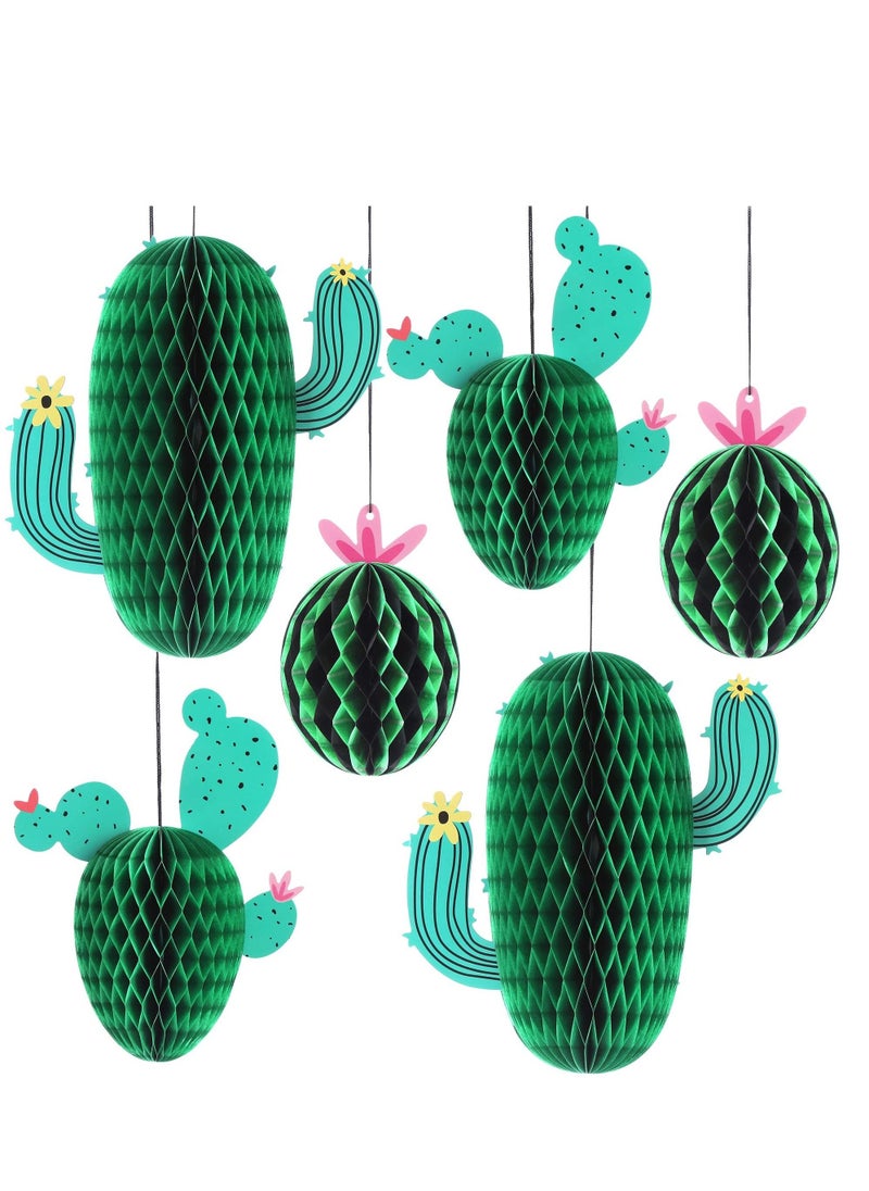 6 Pieces Cactus Centerpieces for Tables, Cactus Party Decorations, Cactus Honeycomb Centerpieces Cactus Birthday Party Decorations Mexican Fiesta Party Decorations, Baby Shower Décor (10 Inch)