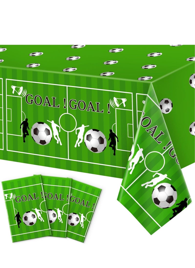 3 Pack Soccer Party Tablecloths, Soccer Printed Disposable Plastic Tablecloths,Suitable for Soccer Event, Game Day, Soccer Theme Party Supplies