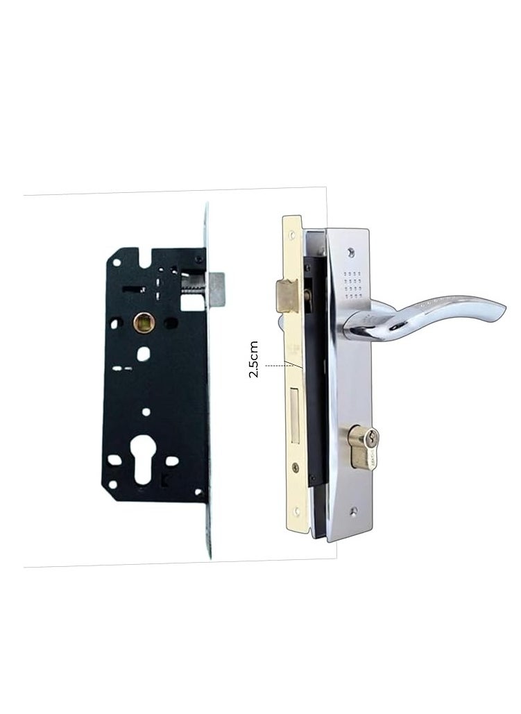 Wooden Door Handle Set With Lock Body & Cylinder 70mm 5key