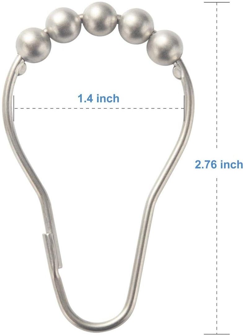Shower Curtain Rings, Set of 12, Rust-Resistant Metal Shower Hooks Ring Shower Rings for Curtain Rolling Shower Curtain Hooks for Bathroom Shower Rod Shower Curtain Hangers