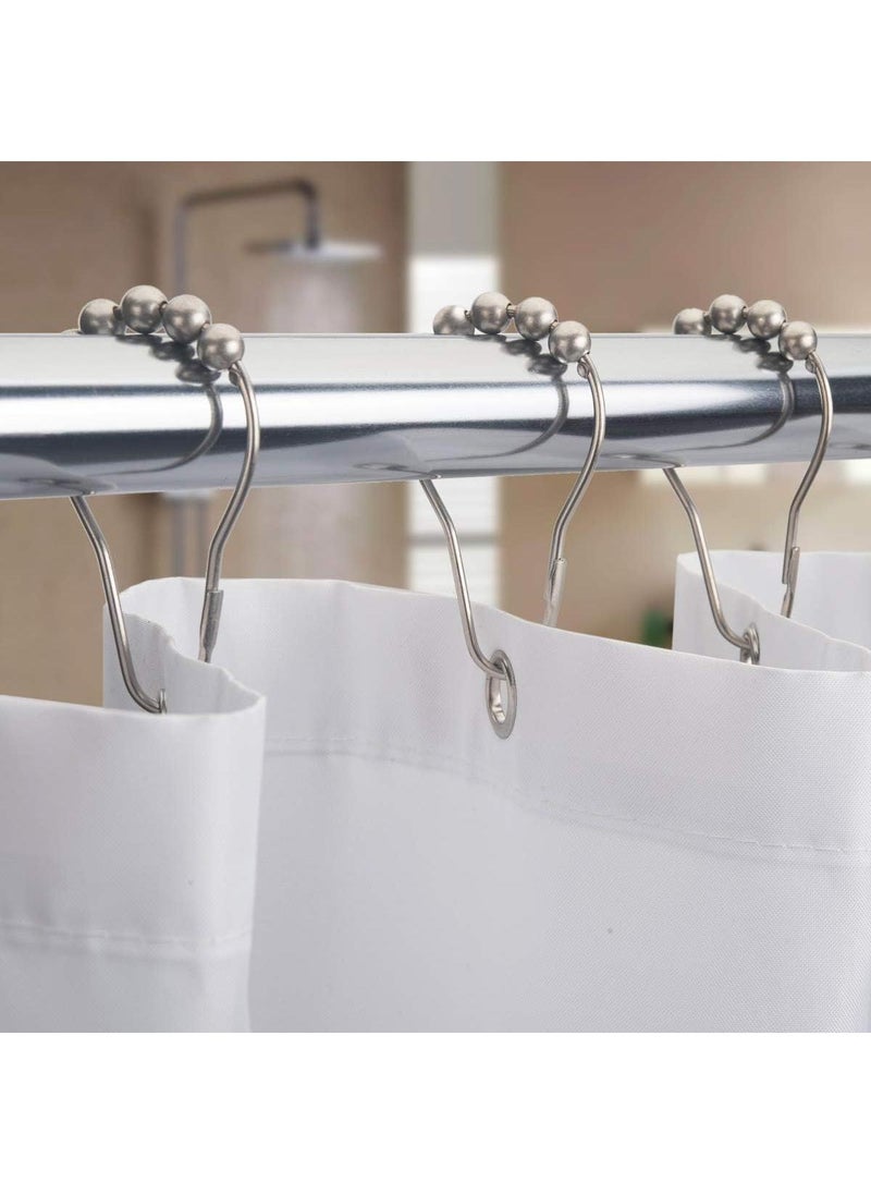 Shower Curtain Rings, Set of 12, Rust-Resistant Metal Shower Hooks Ring Shower Rings for Curtain Rolling Shower Curtain Hooks for Bathroom Shower Rod Shower Curtain Hangers