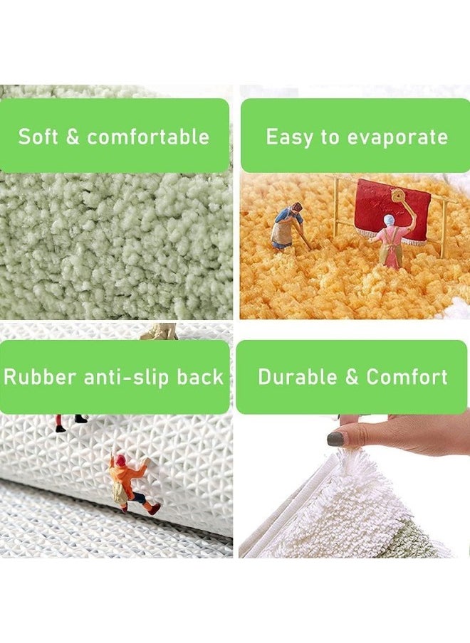 Microfiber Bathroom Daisy Rug, Super Soft Furry Bath Mat, Super Absorbent and Quick-Drying Bathroom Rug Machine Washable/Non-Slip Bathroom Rug for Tub Bathroom and Shower (Green)