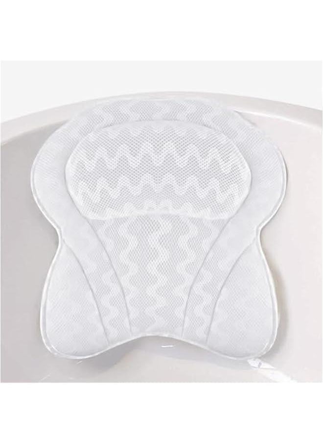 Bath Pillow Bathtub Pillows for Head & Neck 3D Air Mesh Breathable Bath Pillows Hot Tub Jacuzzi Spa Bathtub Accessories for Female (White)