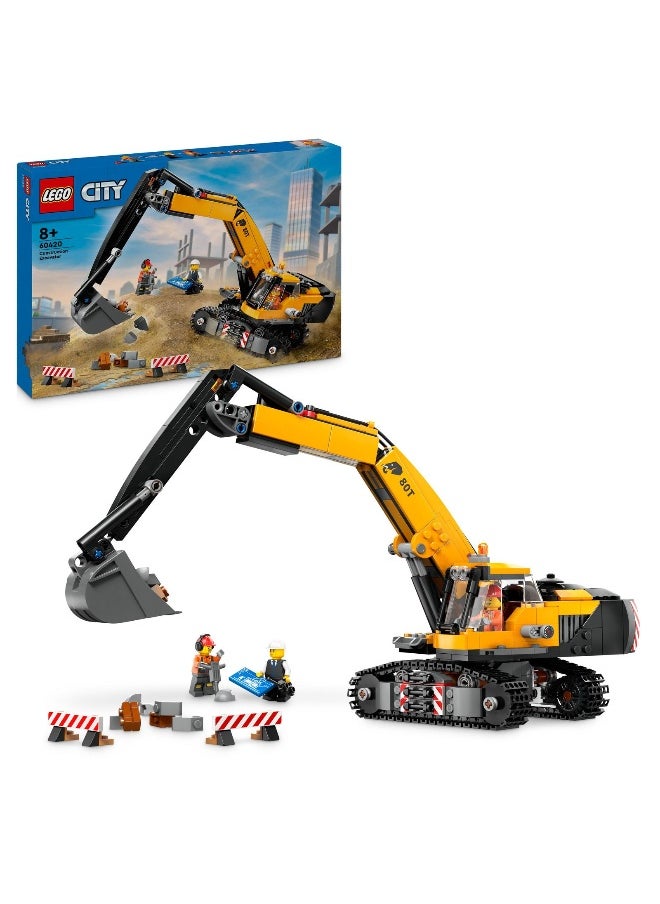 LEGO City Yellow Construction Excavator Toy Digger 60420 Building Toy Set (633 Pieces)