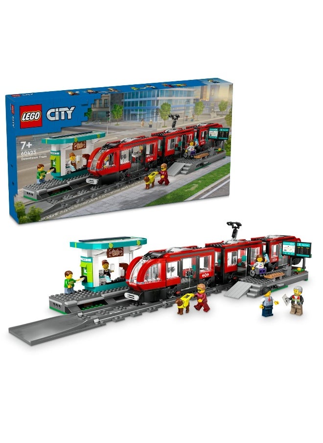 LEGO City Downtown Tram and Station Toy Set 60423 Building Toy Set (811 Pieces)