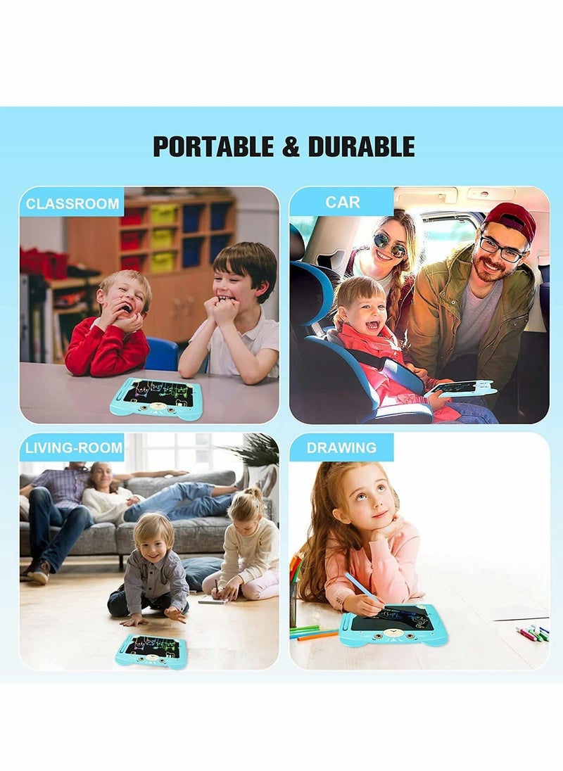Doodle Board, LCD Writing Tablets with Lock Function 8.5 Inch Drawing Pad Colorful Screen Doodle Learning Board for Preschool Kids Educational Toys Erasable Toys Blackboard Drawing Board (Bear Blue)