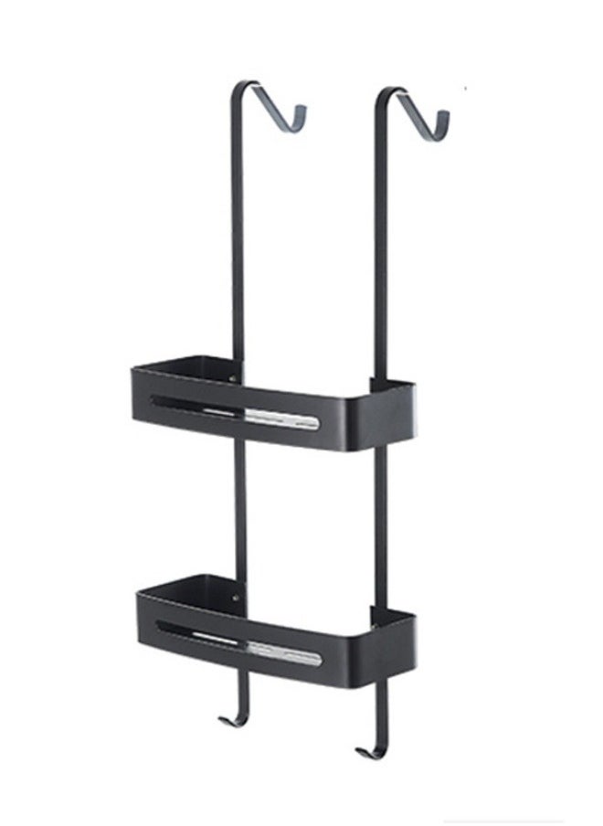 Hanging Shower Caddy Over The Door Shower Organizer Aluminum Shower Shelf Storage Rack (Black)