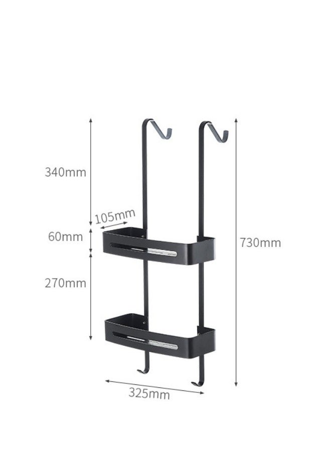 Hanging Shower Caddy Over The Door Shower Organizer Aluminum Shower Shelf Storage Rack (Black)