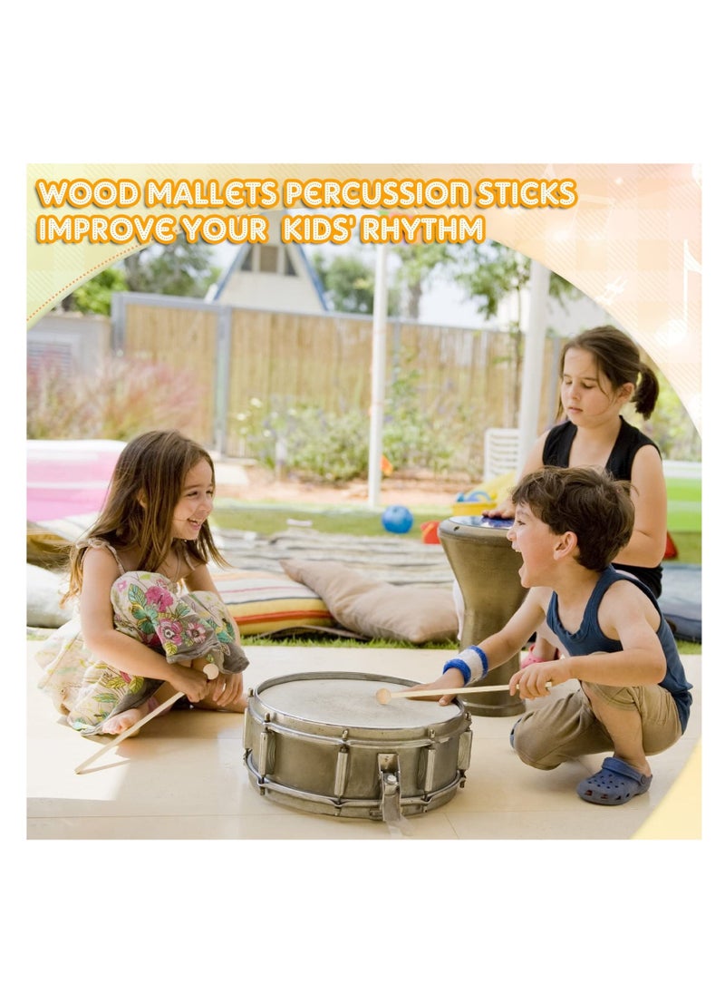 20 Pieces Wood Mallets Percussion Glockenspiel Xylophone Mallets 8.2 Inch Sticks Wood Small Musical Drumsticks Chime Round Head Hammer Wooden Drum and Percussion Mallets for Kids