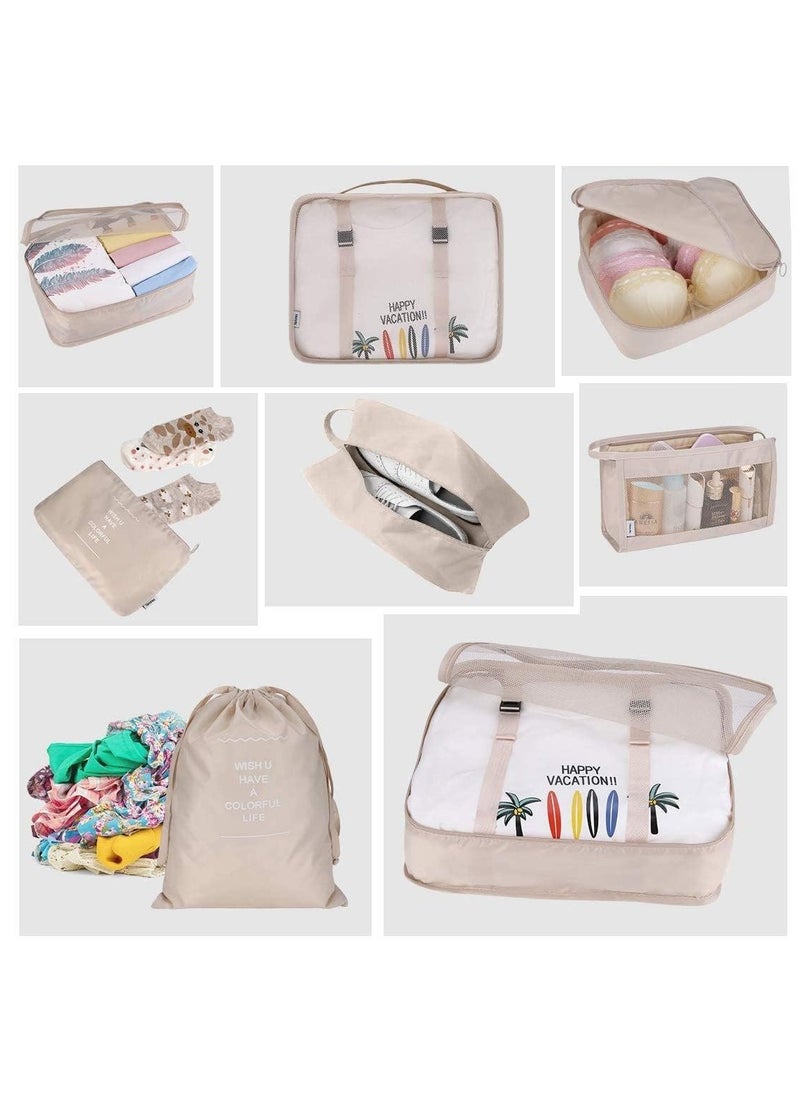 8 Pcs Storage Bag, Suitcase Travel Storage Bag, Lightweight Travel Essential Bag, With Large Toiletries Bag, Suitable For Clothes, Shoes, Cosmetics And Toiletries