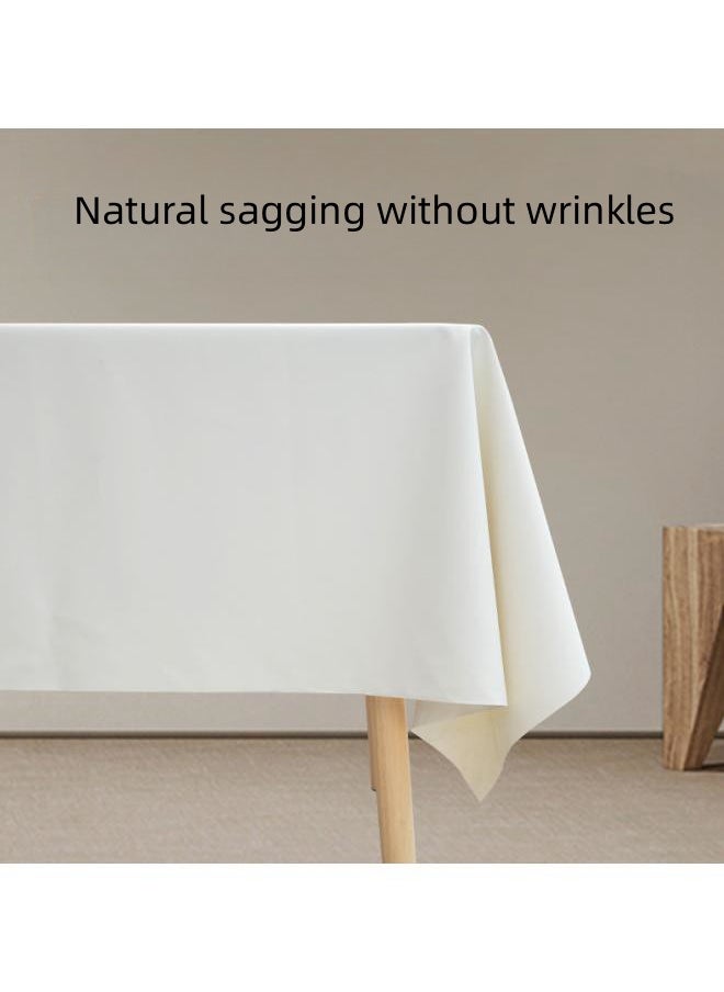 140x180cm Waterproof PU Material Tablecloth, Oil and Splash Resistant Rectangular Tablecloth, Wiping Ultra Soft Tablecloth Cover (White)