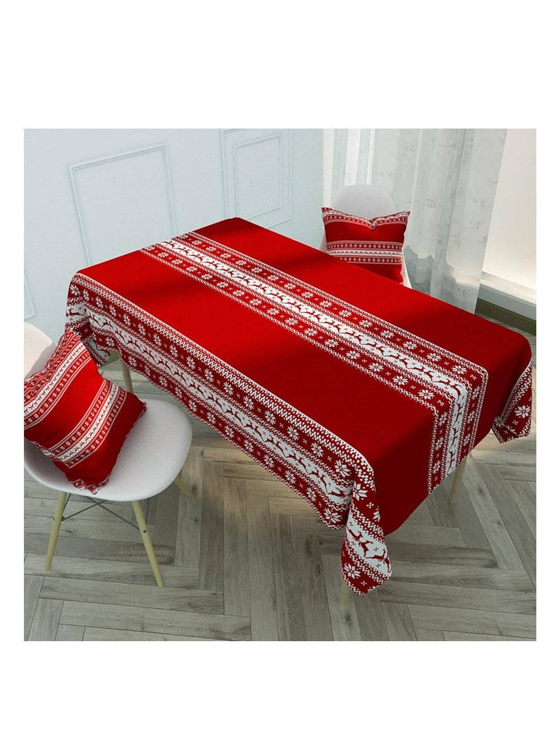 Merry Christmas Rectangle Tablecloth Happy New Year Table Cloth Dining Table Cover for Home Kitchen Restaurant Party Buffet Picnic, 55 x 87in Xmas Tree Red Tablecloth