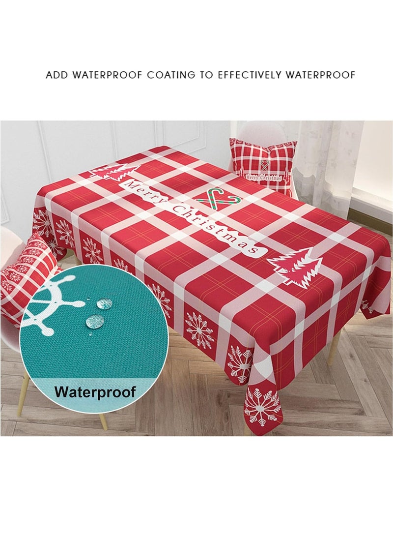 Merry Christmas Rectangle Tablecloth Happy New Year Table Cloth Dining Table Cover for Home Kitchen Restaurant Party Buffet Picnic, 55 x 87in Xmas Tree Red Tablecloth