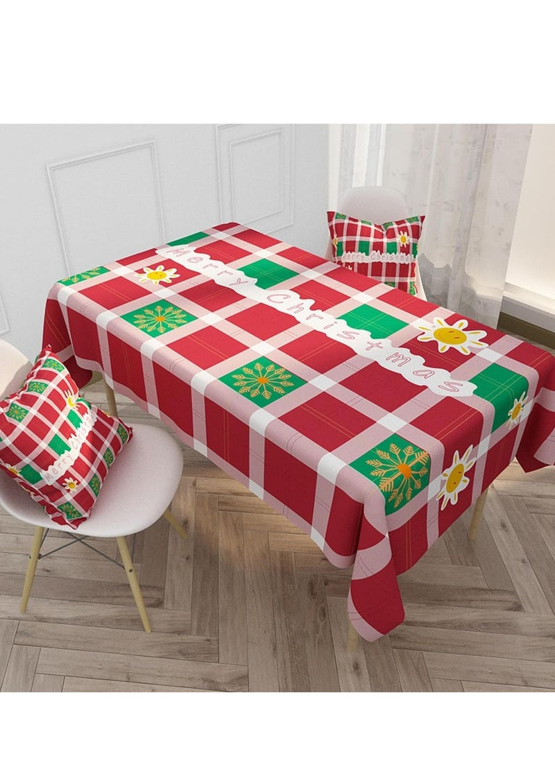 Merry Christmas Rectangle Tablecloth Happy New Year Table Cloth Dining Table Cover for Home Kitchen Restaurant Party Buffet Picnic, 55 x 87in Xmas Tree Red Tablecloth