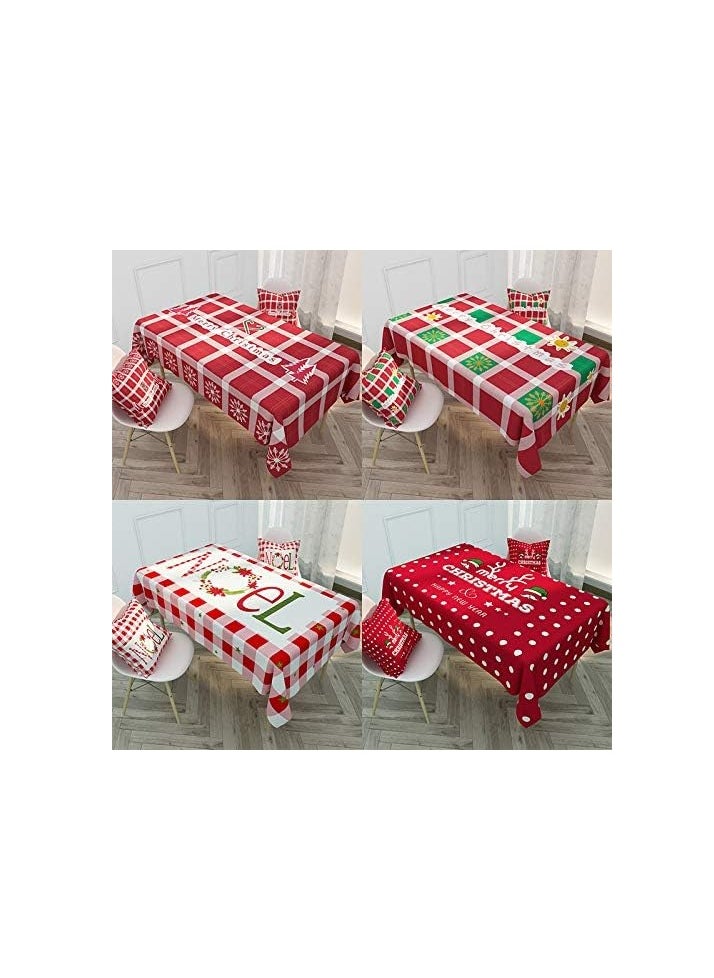 Merry Christmas Rectangle Tablecloth Happy New Year Table Cloth Dining Table Cover for Home Kitchen Restaurant Party Buffet Picnic, 55 x 87in Xmas Tree Red Tablecloth