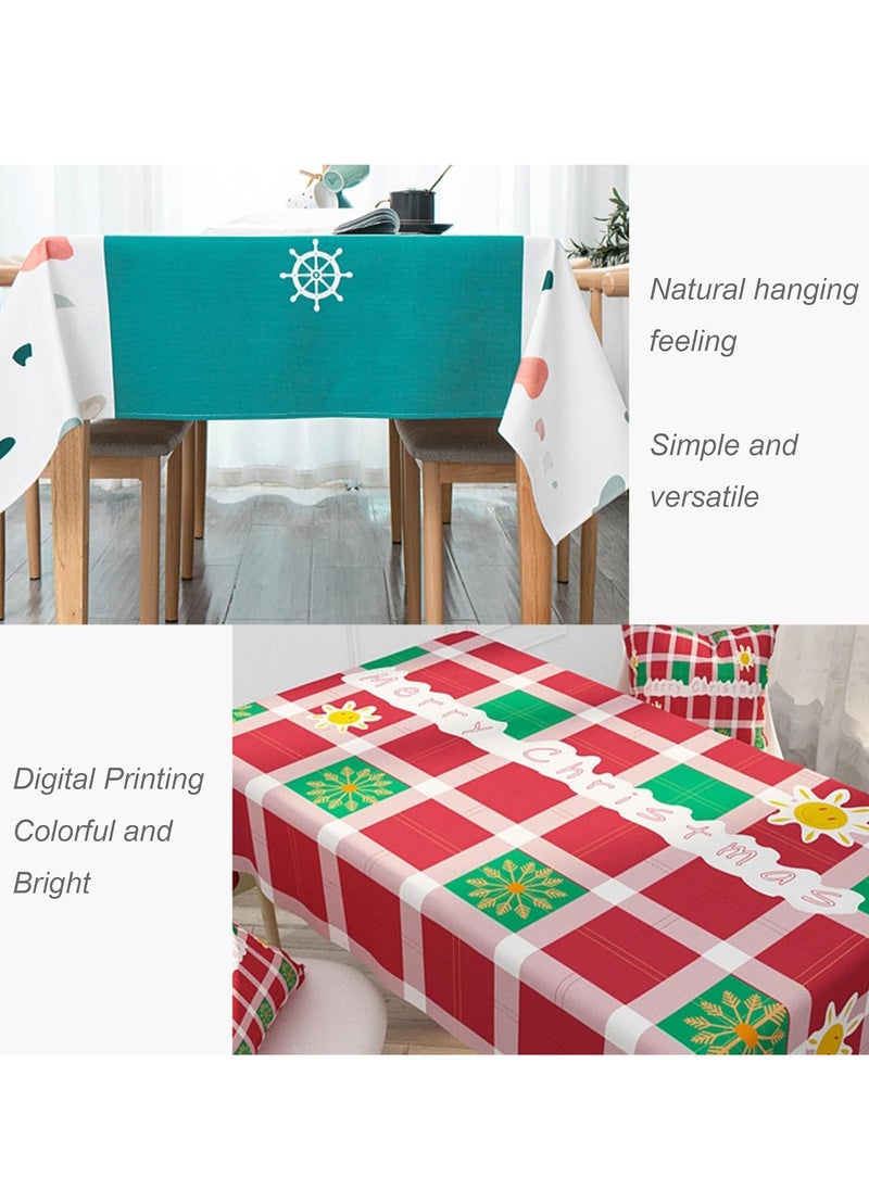 Merry Christmas Rectangle Tablecloth Happy New Year Table Cloth Dining Table Cover for Home Kitchen Restaurant Party Buffet Picnic, 55 x 87in Xmas Tree Red Tablecloth