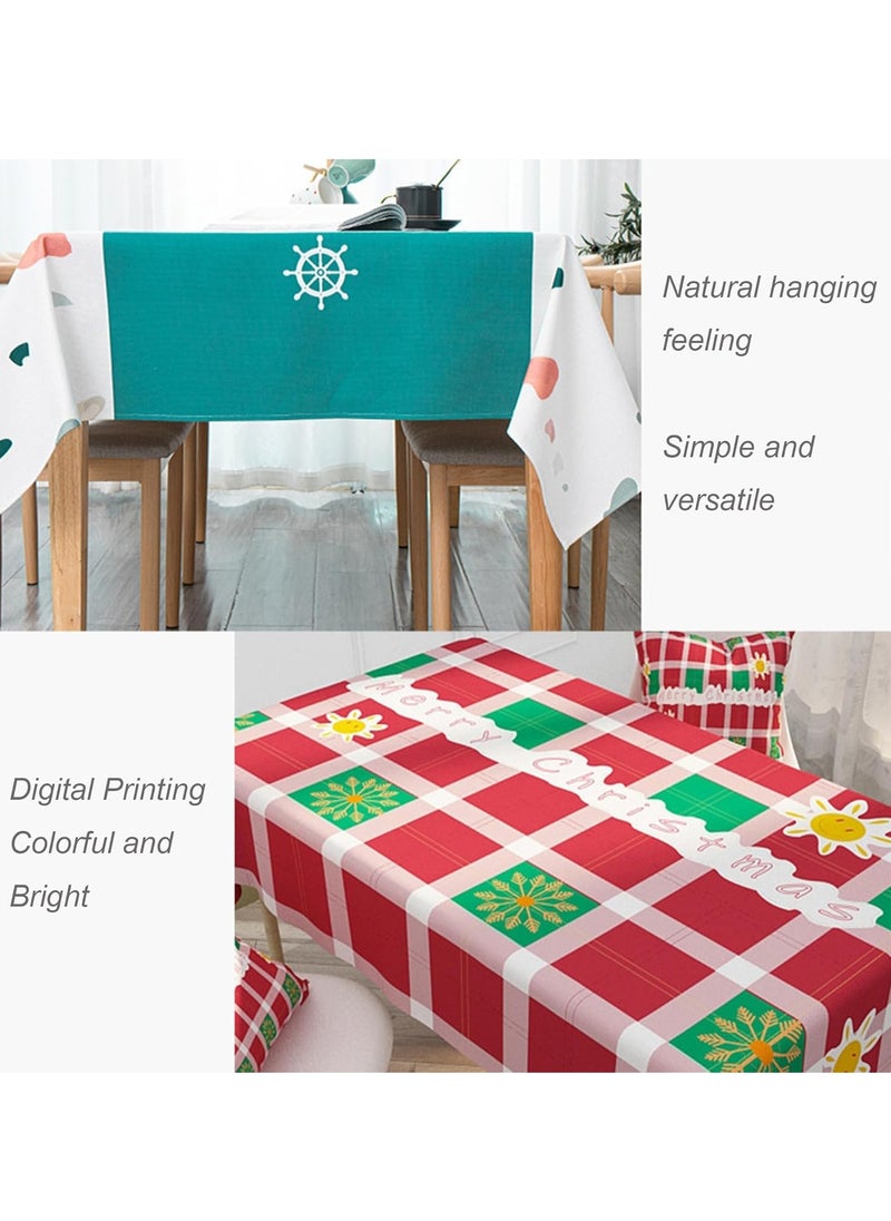 Merry Christmas Rectangle Tablecloth Happy New Year Table Cloth Dining Table Cover for Home Kitchen Restaurant Party Buffet Picnic, 55 x 87in Xmas Tree Red Tablecloth