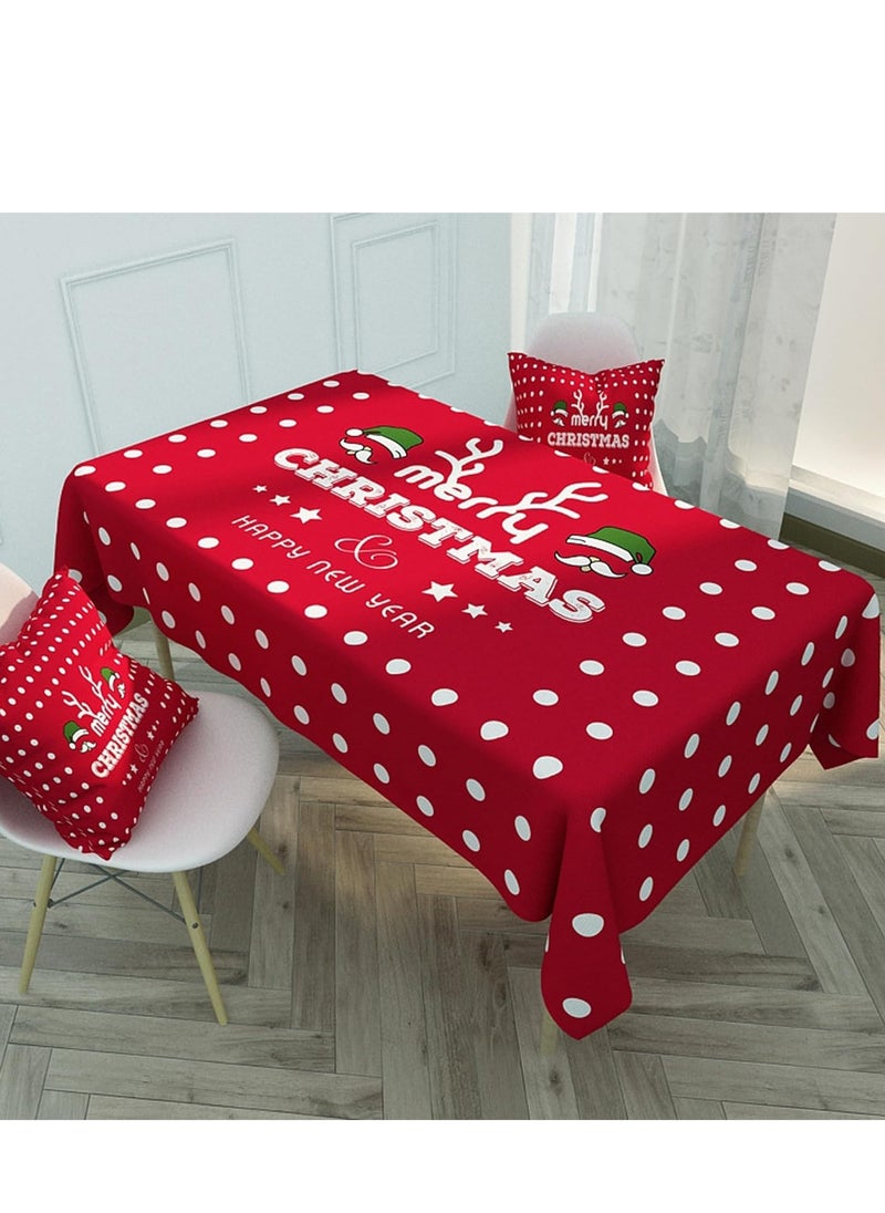 Merry Christmas Rectangle Tablecloth Happy New Year Table Cloth Dining Table Cover for Home Kitchen Restaurant Party Buffet Picnic, 55 x 87in Xmas Tree Red Tablecloth