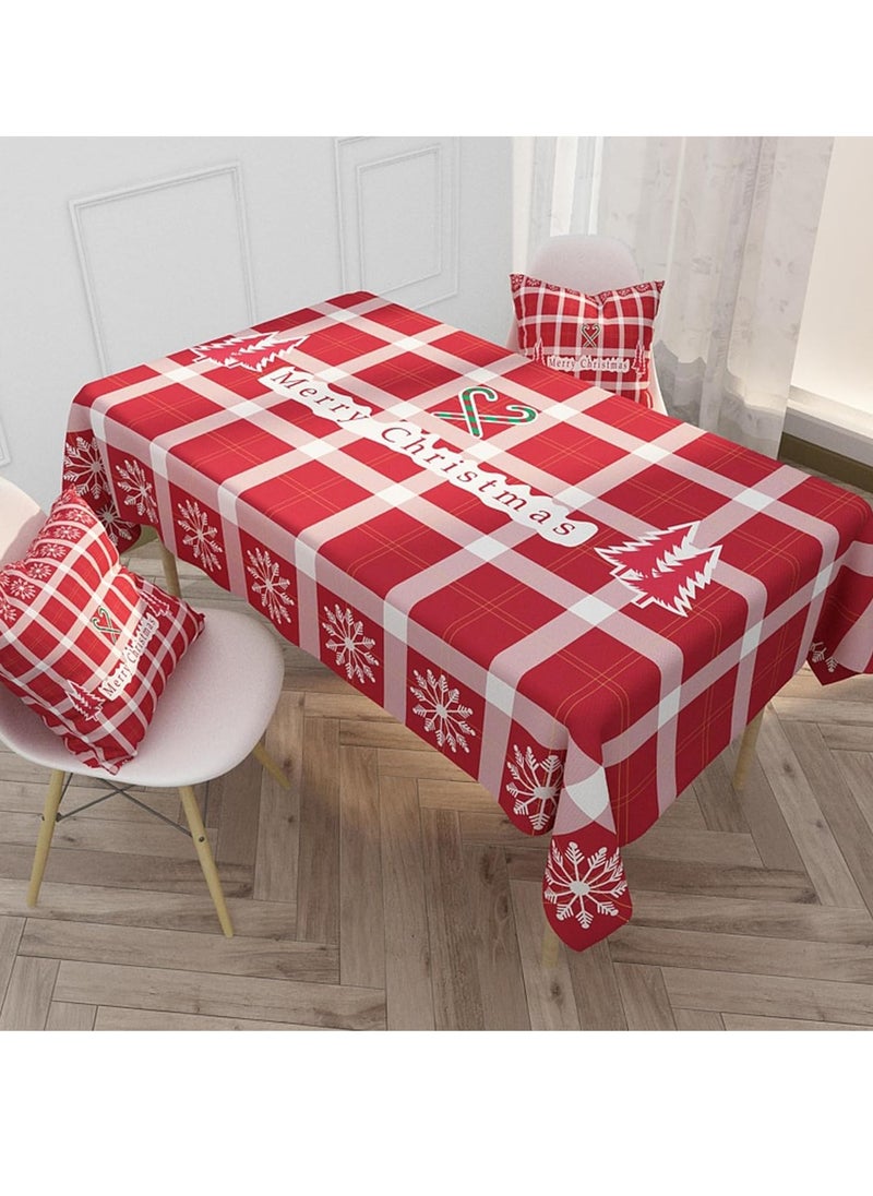 Merry Christmas Rectangle Tablecloth Happy New Year Table Cloth Dining Table Cover for Home Kitchen Restaurant Party Buffet Picnic, 55 x 87in Xmas Tree Red Tablecloth