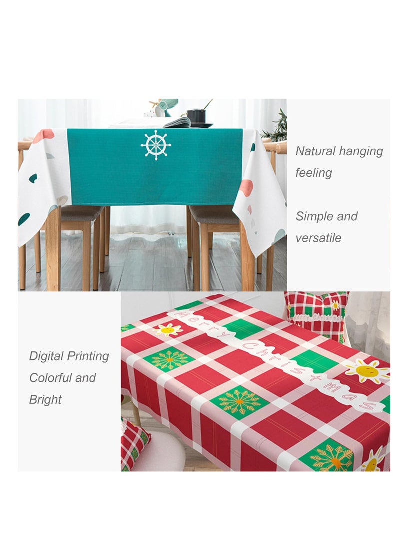 Merry Christmas Rectangle Tablecloth Happy New Year Table Cloth Dining Table Cover for Home Kitchen Restaurant Party Buffet Picnic, 55 x 87in Xmas Tree Red Tablecloth