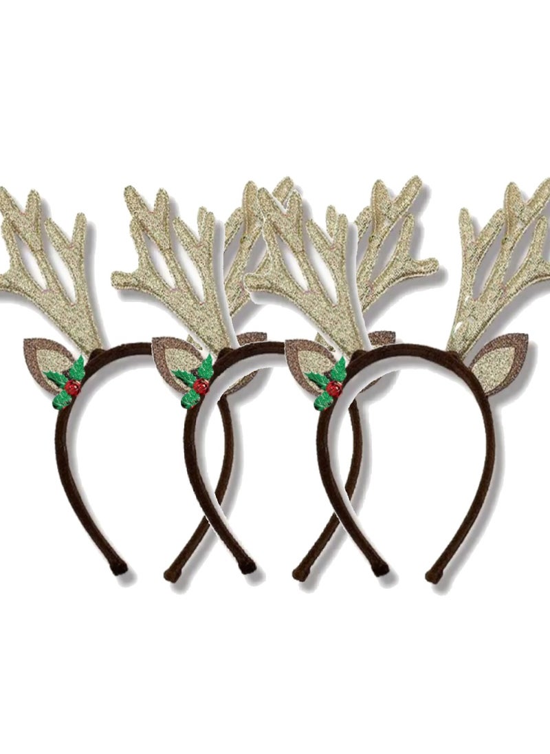 Pack of 3 Christmas Reindeer Ears Headband For Christmas Parties Costume Cosplay Hair Bands