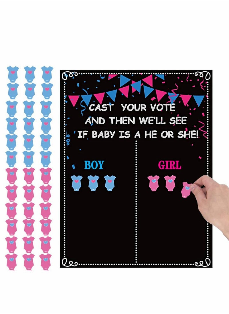 Baby Gender Reveal Board, Party Supplies Kit with Decorations Games Gender Reveal Voting Poster Board with Stickers, Chalkboard Design Party Games Kit