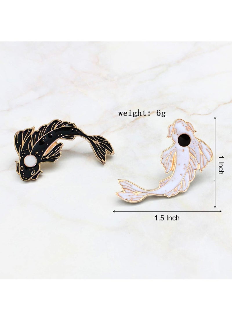 Enamel Lapel Brooches Pin Set, 2PCS Lovely Colorful Fish Brooch, Cute Cartoon Pins for Backpacks Clothes Bags Jackets Hat Jewelry DIY Accessories, Gift for Women Girls