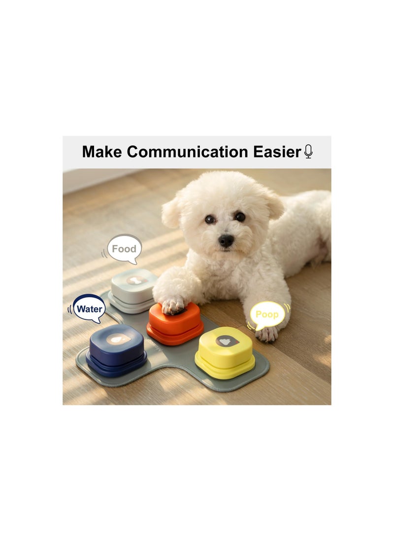 Dog Buttons for Communication, Starter Pack Recordable Dog Talking Buttons Set Dog Training Speaking Buttons Dog Clicker with Mat & Stickers, Rubber Material, Easy to Clean (with 2 AAA Batteries)