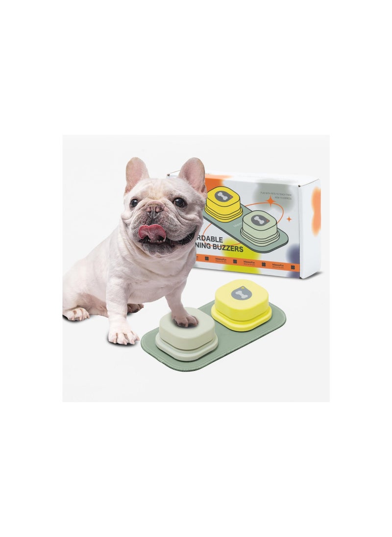 Dog Buttons for Communication, Starter Pack Recordable Dog Talking Buttons Set Dog Training Speaking Buttons Dog Clicker with Mat & Stickers, Rubber Material, Easy to Clean (with 2 AAA Batteries)