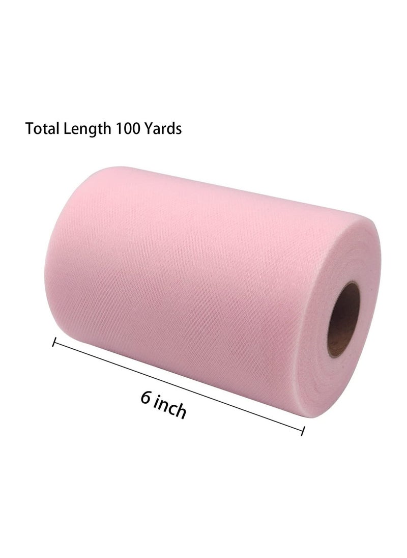 Tulle Fabric Rolls 6 Inch by 100 Yards Tulle Spool for Wedding Party Decorations Gift Bow Craft Tutu Skirt