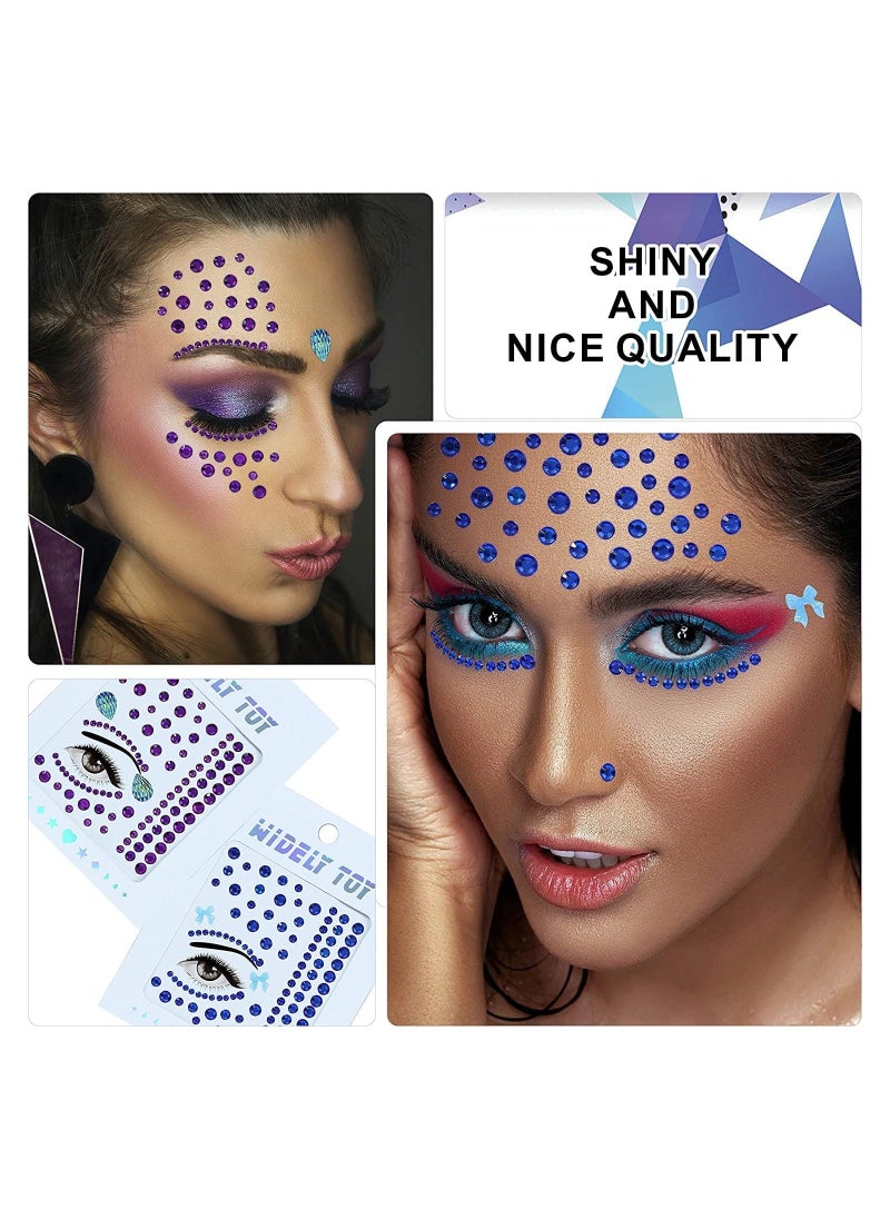 Face Gems 8 Sets Face Jewels Stick On Mardi Gras Outfit Accessories For Women Eyeshadow Nail Hair Gems Rhinestones Stickers Face Glitter Body Markers For Makeup