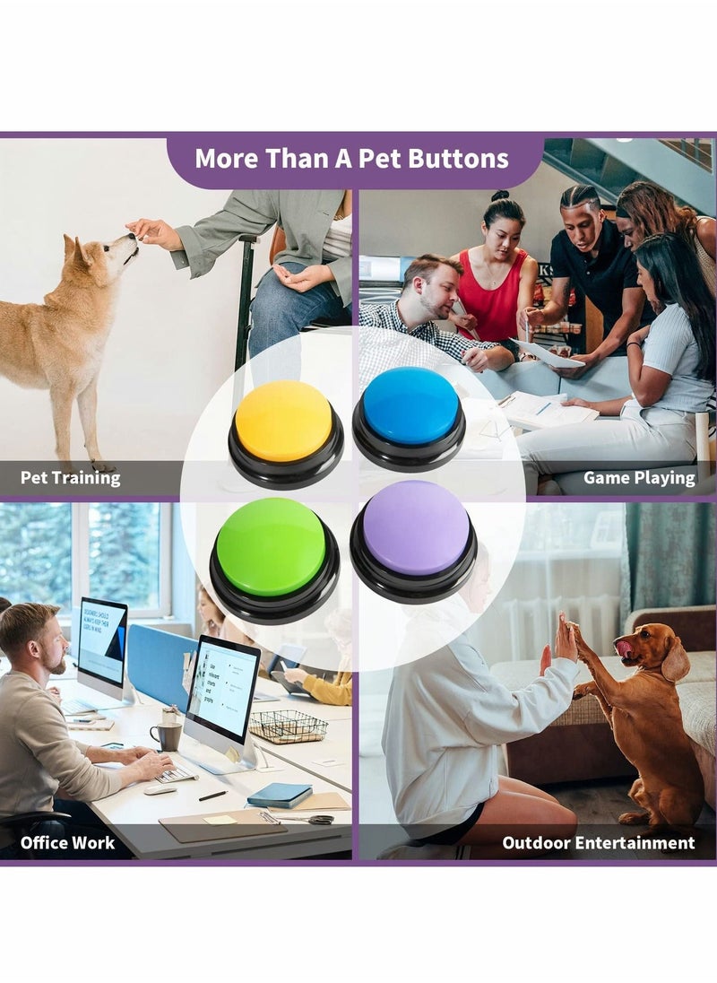 Recordable Dog Buttons,Dog Buttons for Communication Pet Training Buzzer, 20 Second Record & Playback Dog Talking Button Set Funny Gift for Cat Pet Training Office Home Game(4 Packs)