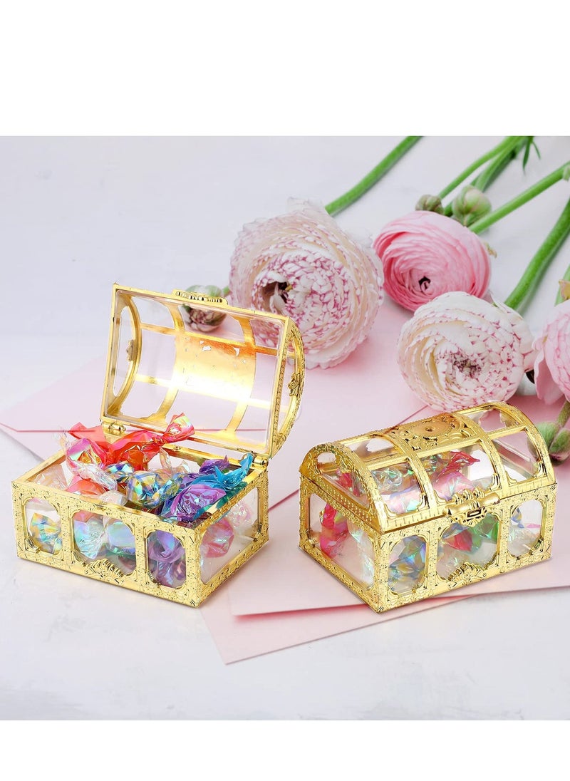 Treasure Box Candy Box, 12 Pieces Creative Treasure Box Jar Transparent Jewelry Box Chocolate Packaging Gift Decoration Display Box for Wedding Party Anniversary Birthday Gift (gold)