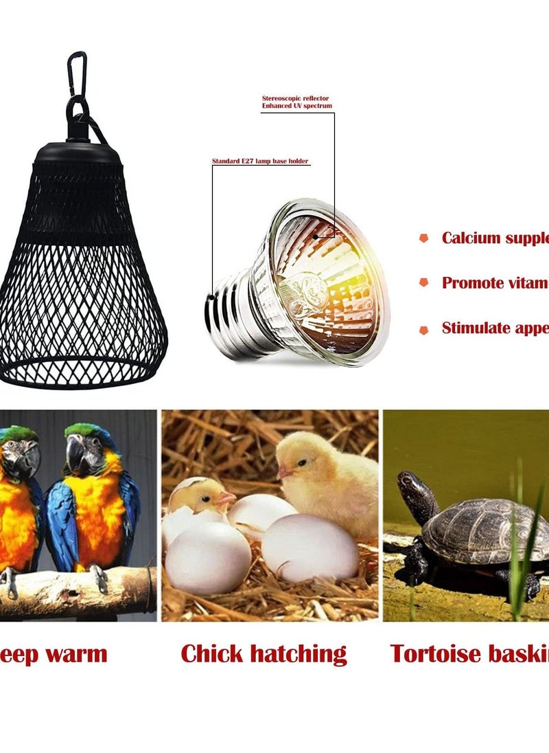 UVA UVB Tortoise Heat Lamp, Heat Bulb 50W for Reptiles Turtle Chicks Snakes, Temperature Diming Timed Adjustable Terrarium Heat Lamps Holder