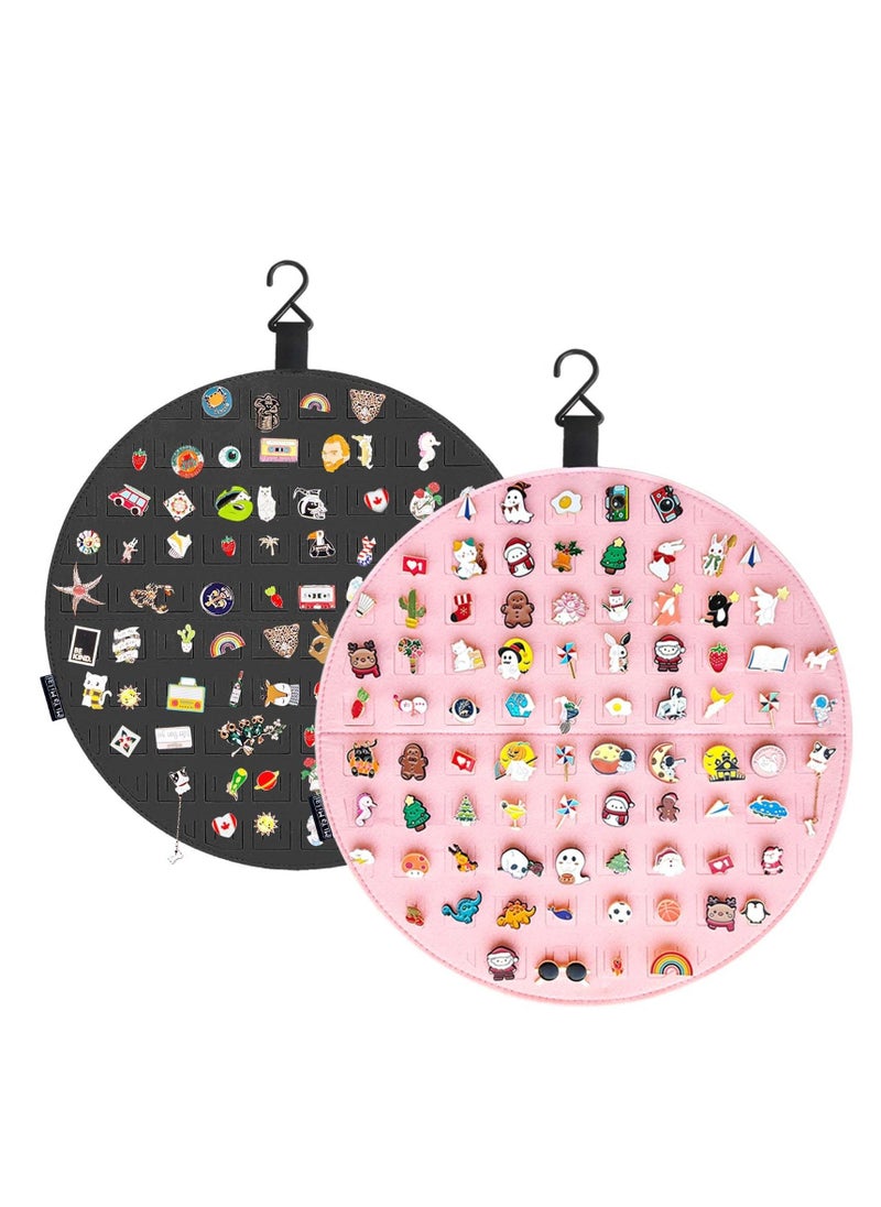 Hanging Brooch Pin Display Holder 2Pcs Circle Wall Hanging Pin Collection Board Premium Felt Pin Organizer Display for Enamel and Lapel Pins Holds Up to 76 Pins Accessories Not Included