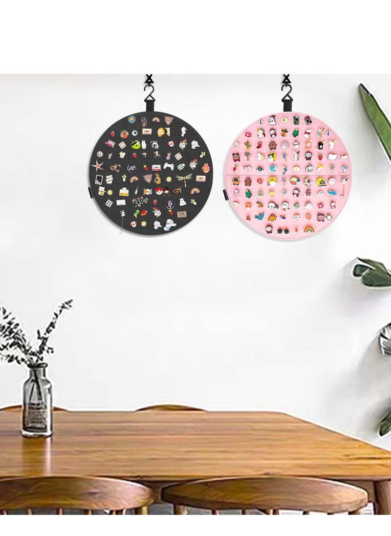 Hanging Brooch Pin Display Holder 2Pcs Circle Wall Hanging Pin Collection Board Premium Felt Pin Organizer Display for Enamel and Lapel Pins Holds Up to 76 Pins Accessories Not Included