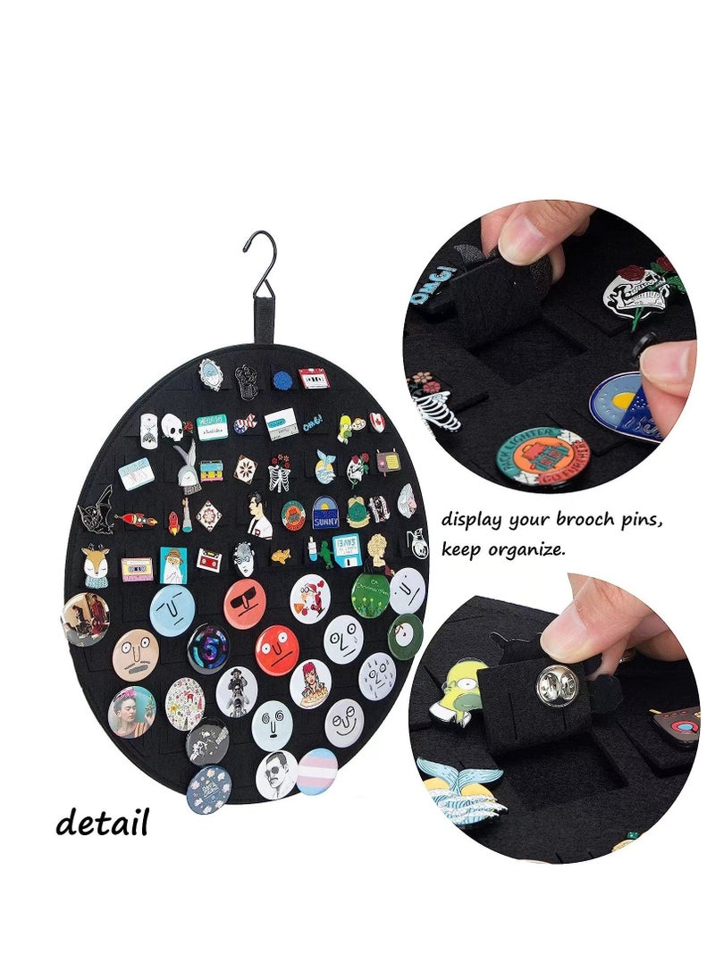 Hanging Brooch Pin Display Holder 2Pcs Circle Wall Hanging Pin Collection Board Premium Felt Pin Organizer Display for Enamel and Lapel Pins Holds Up to 76 Pins Accessories Not Included