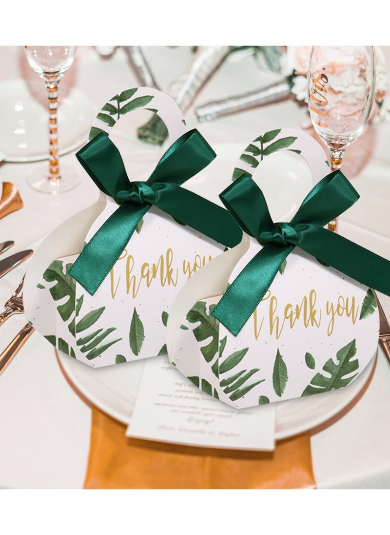 Party Favour Gift Boxes with Ribbon, Wedding Favour Boxes Candy Treat Box, Party Gift Box for Birthday, Bridal Shower, Baby Shower Gift Boxes, Engagement Party Gift Boxes, Green Gift Boxes, 25 Pack