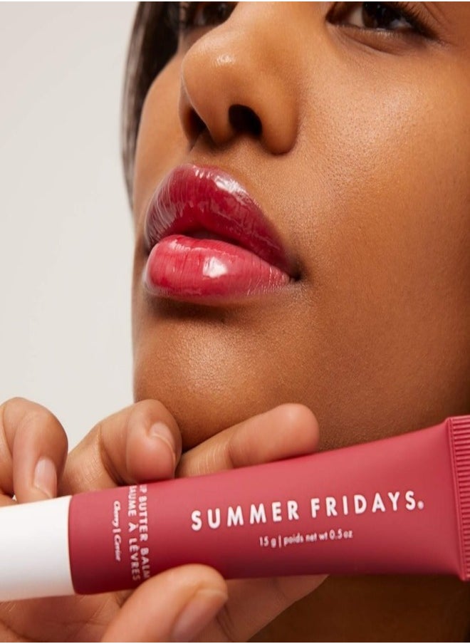 SUMMER FRIDAYS Lip Butter Balm - Hydrating & Shiny Lip Treatment, Cherry 15g