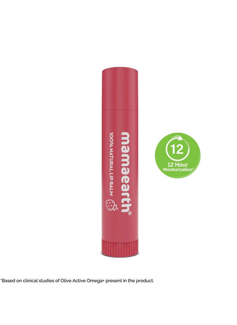 Mamaearth Nourishing Tinted 100% Natural Lip Balm With Vitamin E And Strawberry - 4 G|12-Hour Moisturization|Naturally Red Lips|For Dry&Chapped Lips|Natural Tint|Brightens Lips|Tinted Lip Balm