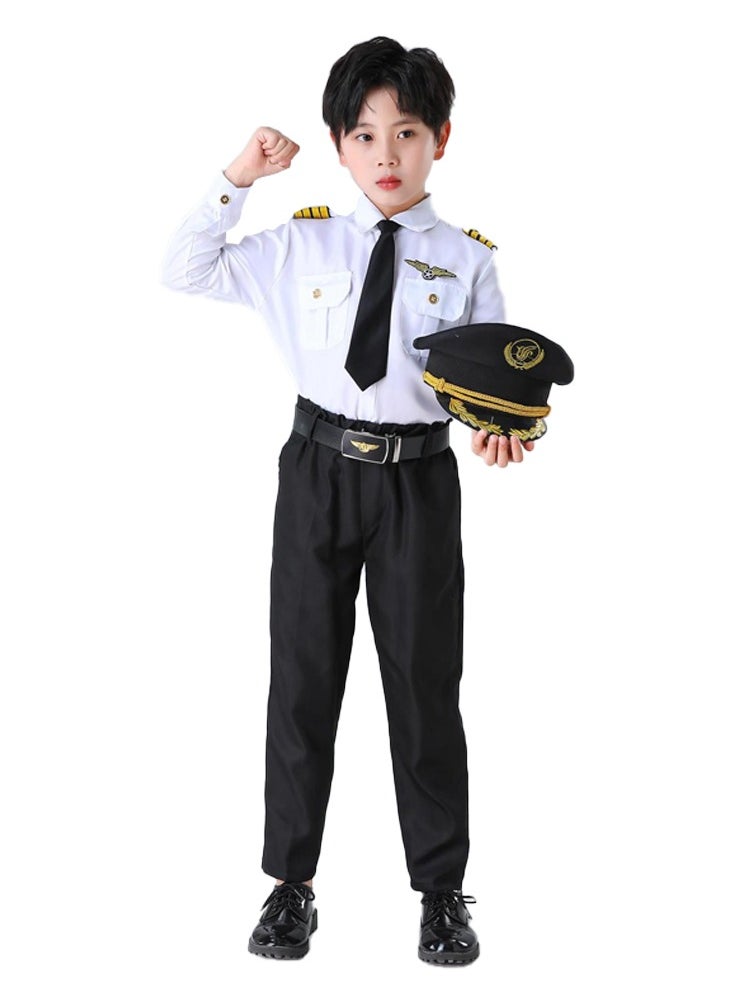 Airline Pilot Costume for Kids Airline Captain Uniform for Career Day Dress Up