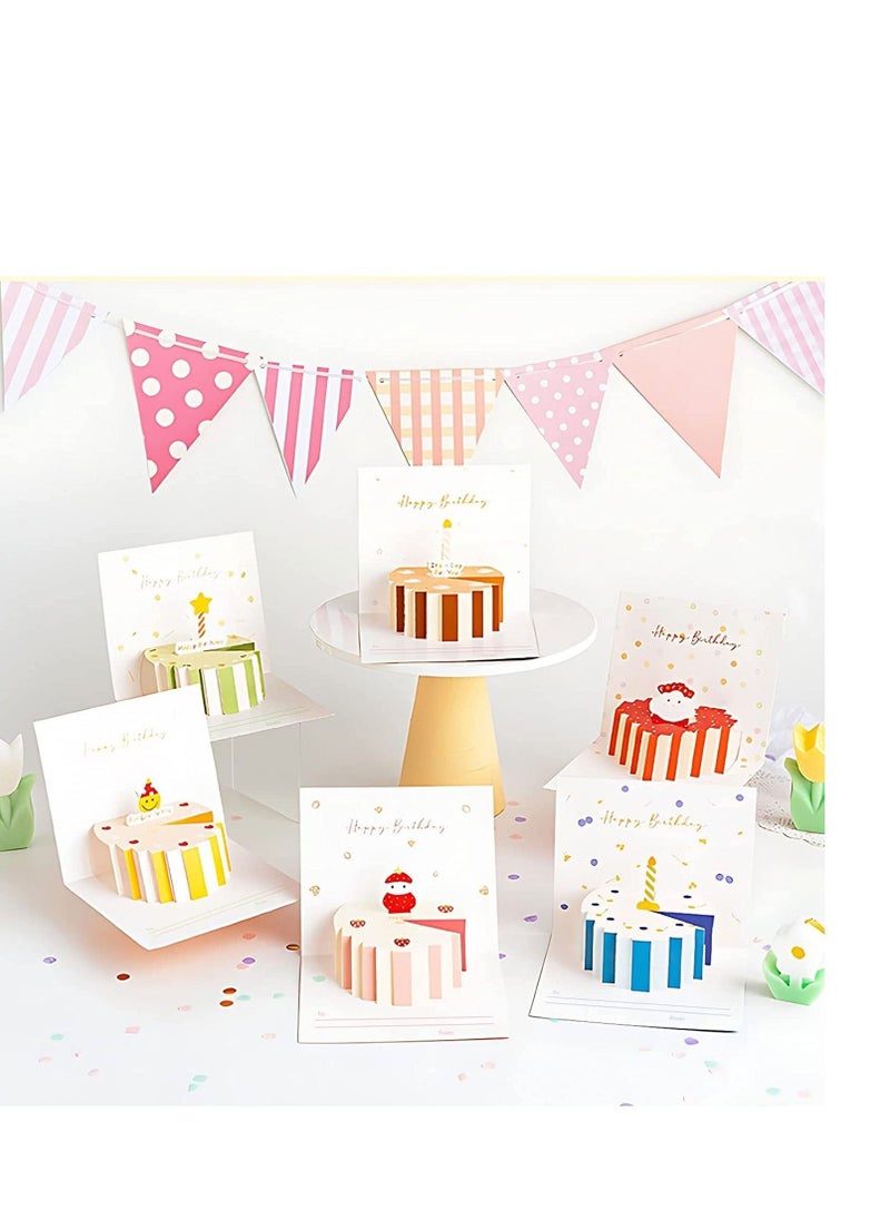 6 Birthday Cards Pop Up Birthday Cards for Women and Kids, 3D Assorted Birthday Cards with Envelopes for Birthday Anniversary Wedding Mother's Day Boy Girl Friends Gift