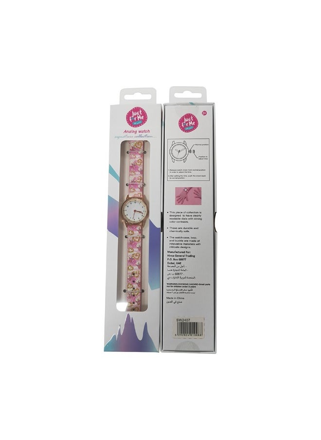 Just For Me Heart & Crown Analog Watch with Fabric Strap