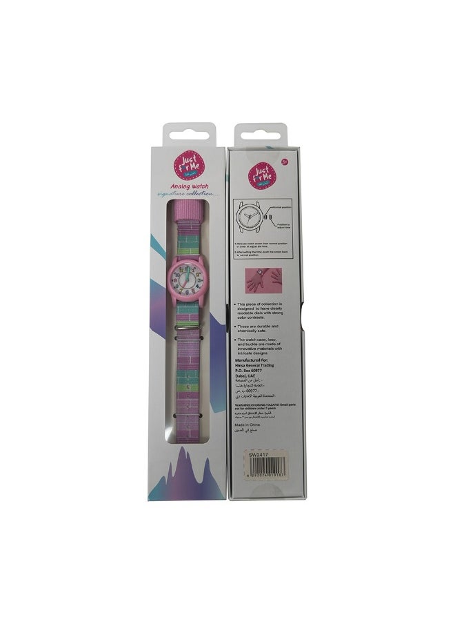 Just For Me Colorful Bricks Analog Watch with Fabric Strap
