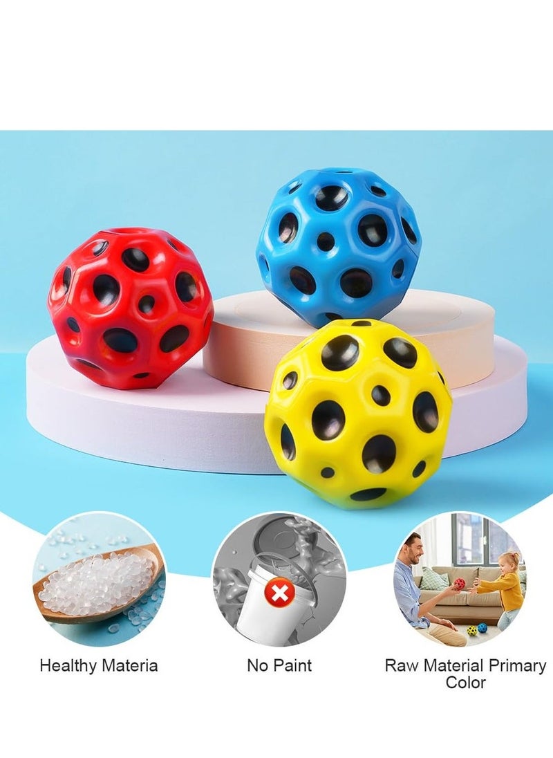 3 PCS Space Ball 6.5cm Extreme Moon Ball PU Bounce Ball Sensory Ball High Bouncing and Sounds Meteor Ball Helps Improve Hand Eye Coordination Great Sensory Ball for Kids Teens Pocket Money Toys