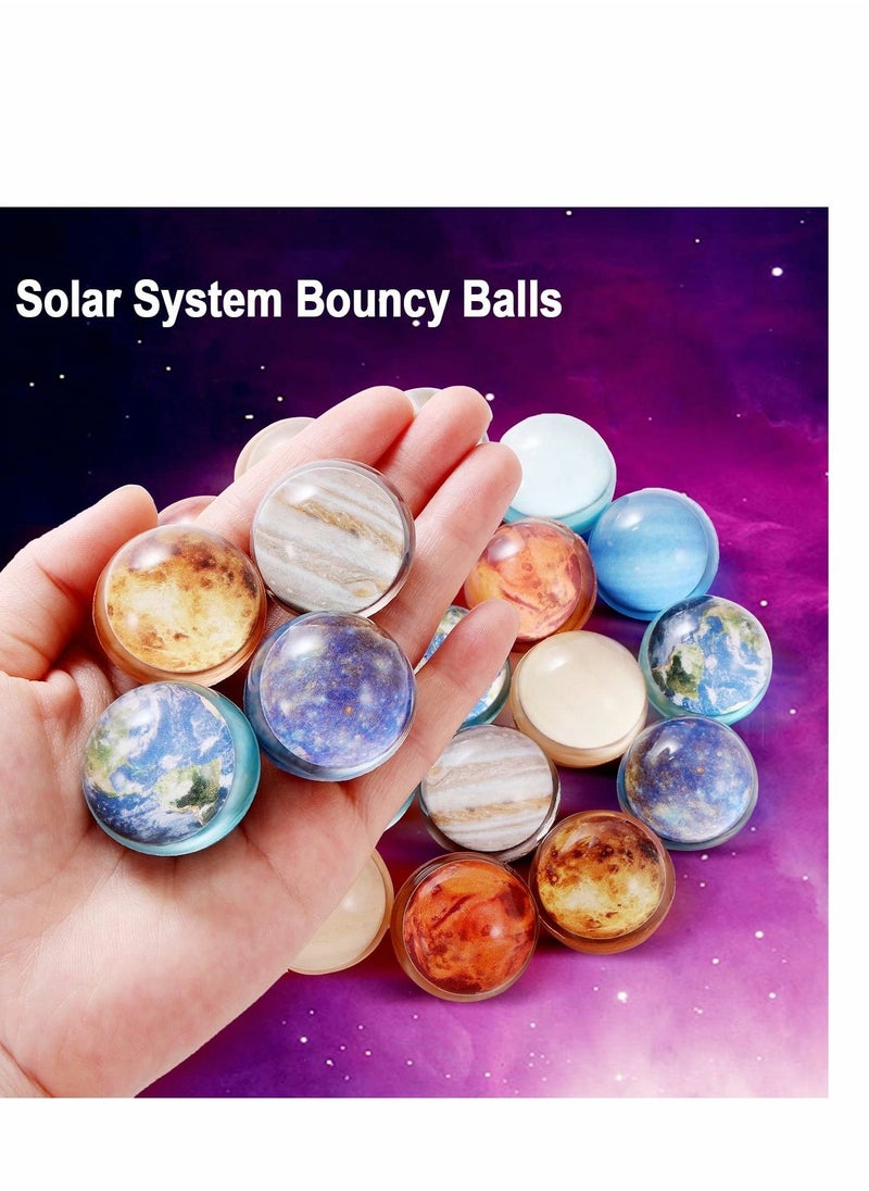 Bouncy Balls, 24 PCS Space Solar System Eight Planets Themed for Kids Party Favors, Gift Bag Filling, 32mm