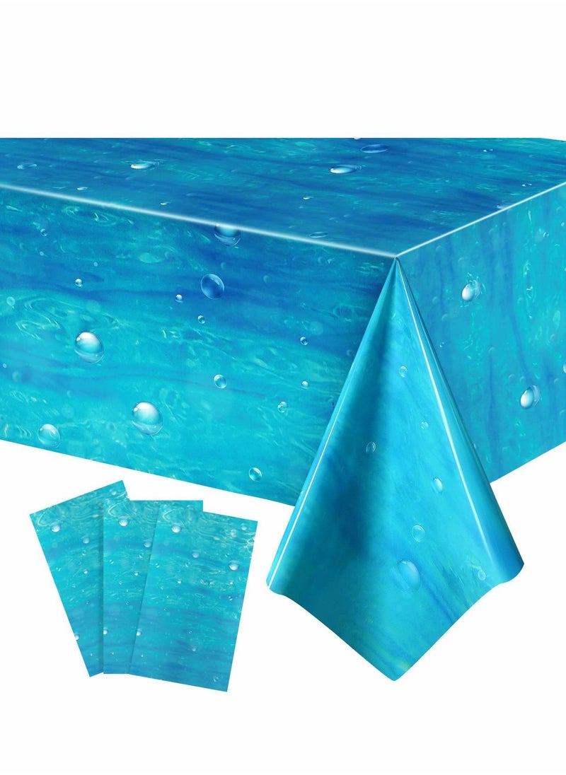 Party Table Cover, 3 Pcs Ocean Waves Underwater Bubbles Plastic Tablecloth 54