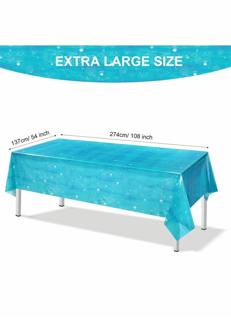 Party Table Cover, 3 Pcs Ocean Waves Underwater Bubbles Plastic Tablecloth 54